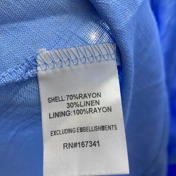 Fortunate One Blue One Shoulder Linen-blend Maxi Dress women sz L - Picture 6 of 9